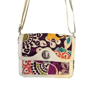 Vera Bradley Crossbody
Bag Plum Crazy Pattern Purse Bag  Small Quilted Vinyl